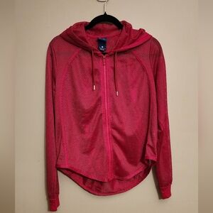 Nike Pink Fishnet Mesh Net Netted Hooded Hoodie Zip Sweater Jacket Swoosh Large